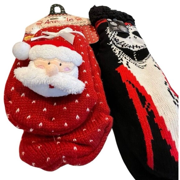 Christmas Socks Thick Armomasoles Santa and Nightmare before Christmas 2 pr - Picture 8 of 9